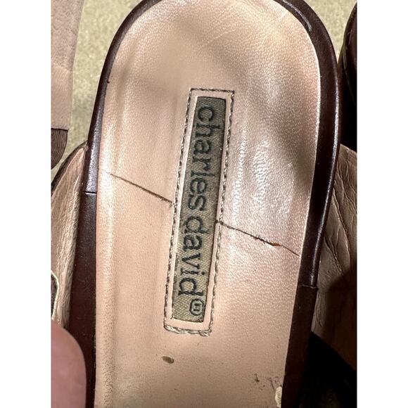 Charles David Trove Brown Leather Strappy Wedge Heels Sandals Size 9.5B - Picture 7 of 8